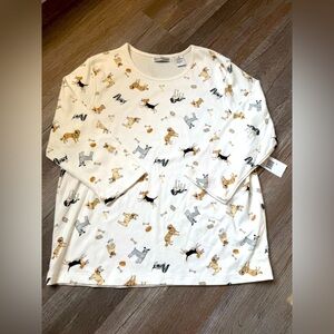 VTG Bonnie Evans Doggie Long Sleeve Tshirt Dog Shirt White Multi Color Size L XL